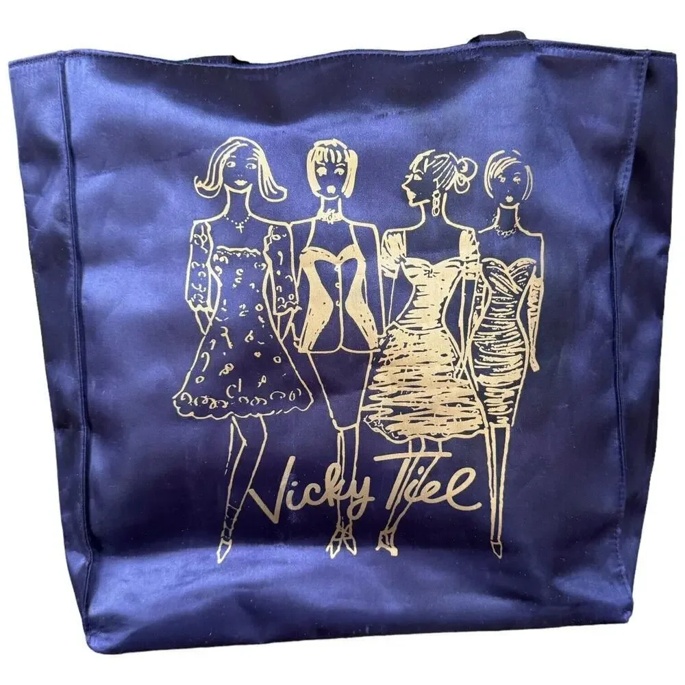 Vicky Tiel Womens Tote Bag Purple Dual Handle Square Lightweight Shopping